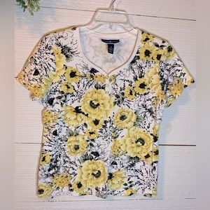 V-Neck Floral T-Shirt by Karen Scott.  Size M